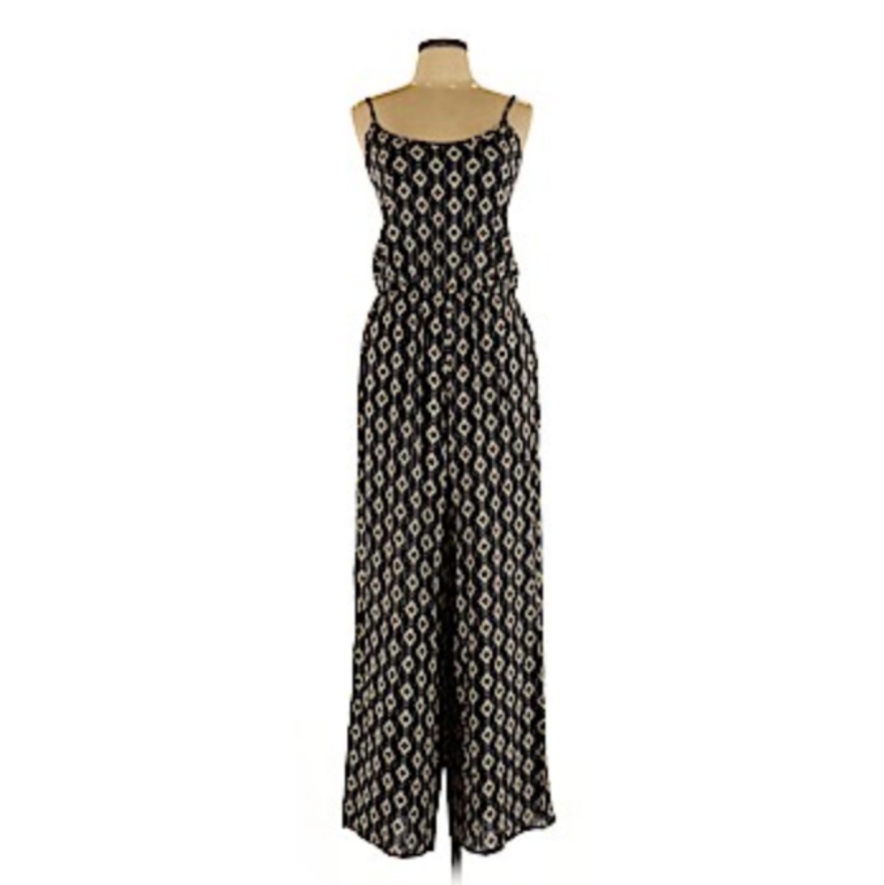 Hollister Black Beige Jumpsuit Aztec Mosaic Print size Medium